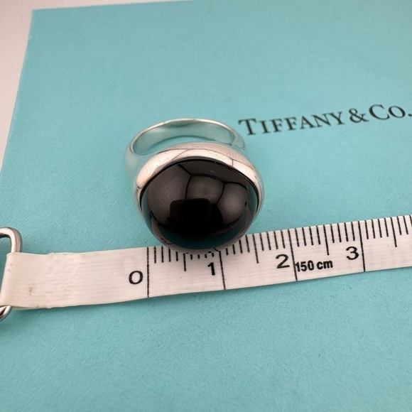 Tiffany & Co. Elsa Peretti Black Jade Cabochon Ring 15.5mm Size 5 - Picture 6 of 8